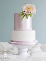 2 tier lilac wedding cake with peony